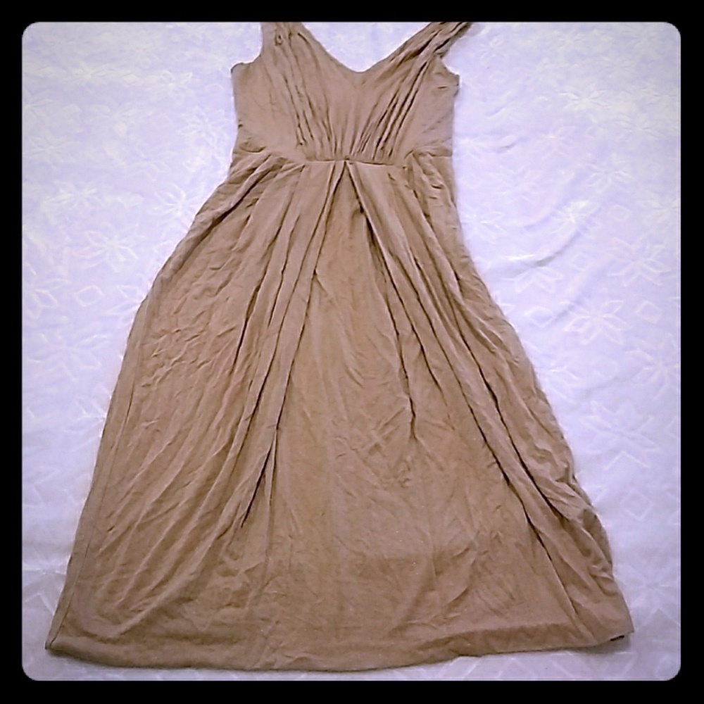 Gold or tan dress with golden specs